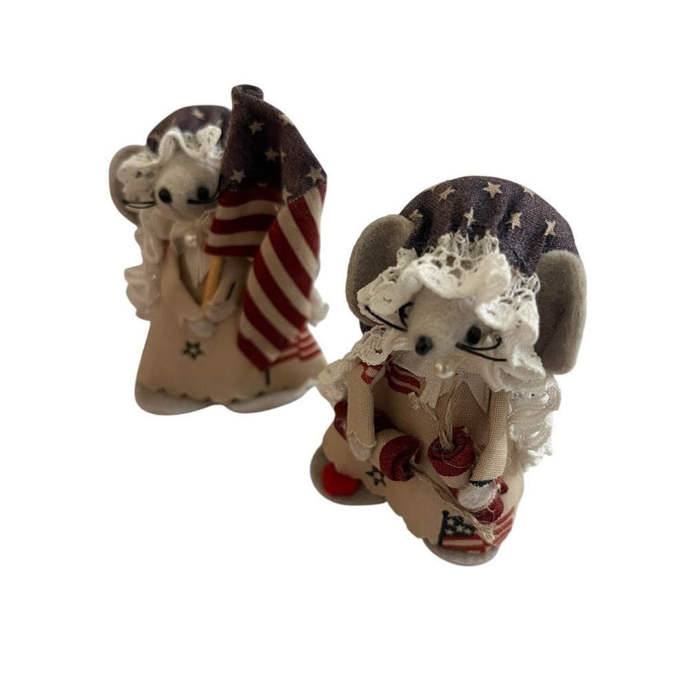14 Vintage Mice Felt Real Mouse Figurines Mix Style Holiday Patriotic Misc Decor - Picture 7 of 17
